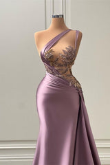 Sexy Purple Mermaid One-Shoulder Prom Dress