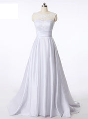 A-Line Satin Backless Wedding Dress