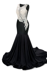 Portrait Trumpet Sweep Train Sleeveless Beading Evening Dress