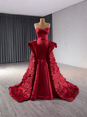 Burgundy Mermaid Satin Sweetheart Prom Dress