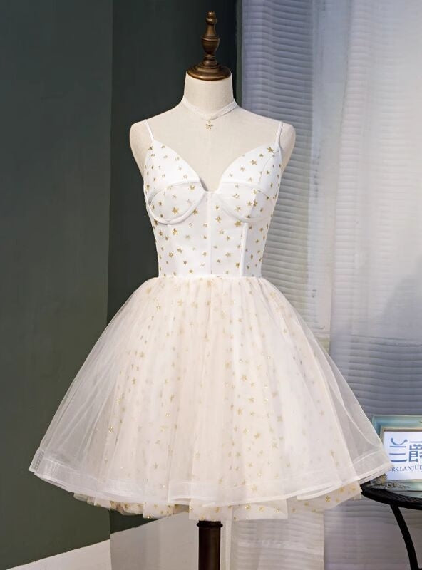 Ivory Tulle Star Sequins Homecoming Dress