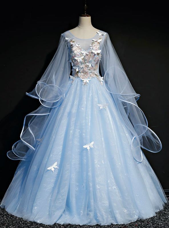 You Are Sure To Find The Perfect Sky Blue Ball Gown Tulle Butterfly Appliques Quinceanera Dress