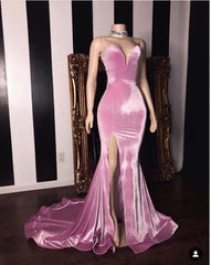 Evening Dresses Petite, 2024 Sweetheart Peach Split Mermaid Satin Prom Dresses