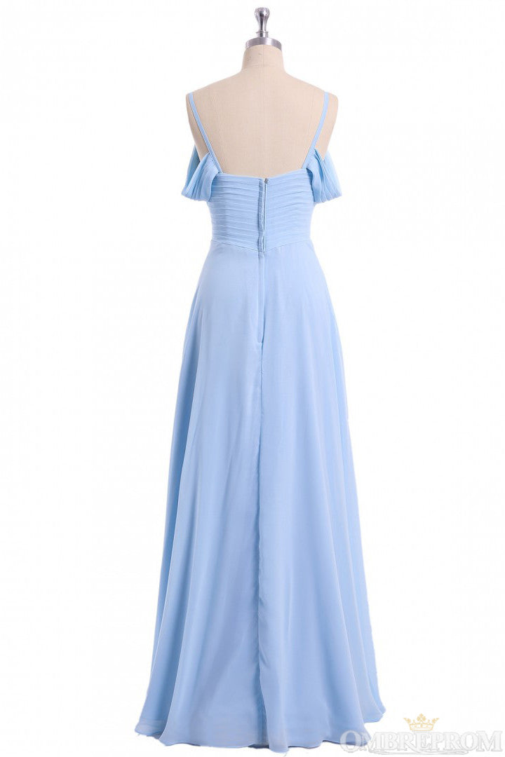 Wedding Dresses A Line Romantic, A-line Sky Blue Long Wedding Party Dresses