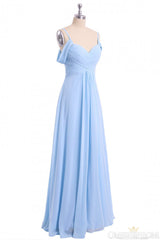 Wedding Dress Southern, A-line Sky Blue Long Wedding Party Dresses