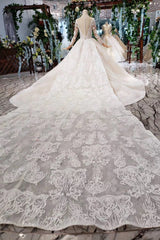 Wedding Dresses Ball Gown, Gorgeous Long Sleeves Ball Gown Wedding Dresses With Beading Appliques