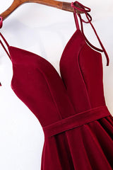 Party Dress Ladies, Burgundy Velvet Long Prom Dresses, Simple A-Line Evening Dresses