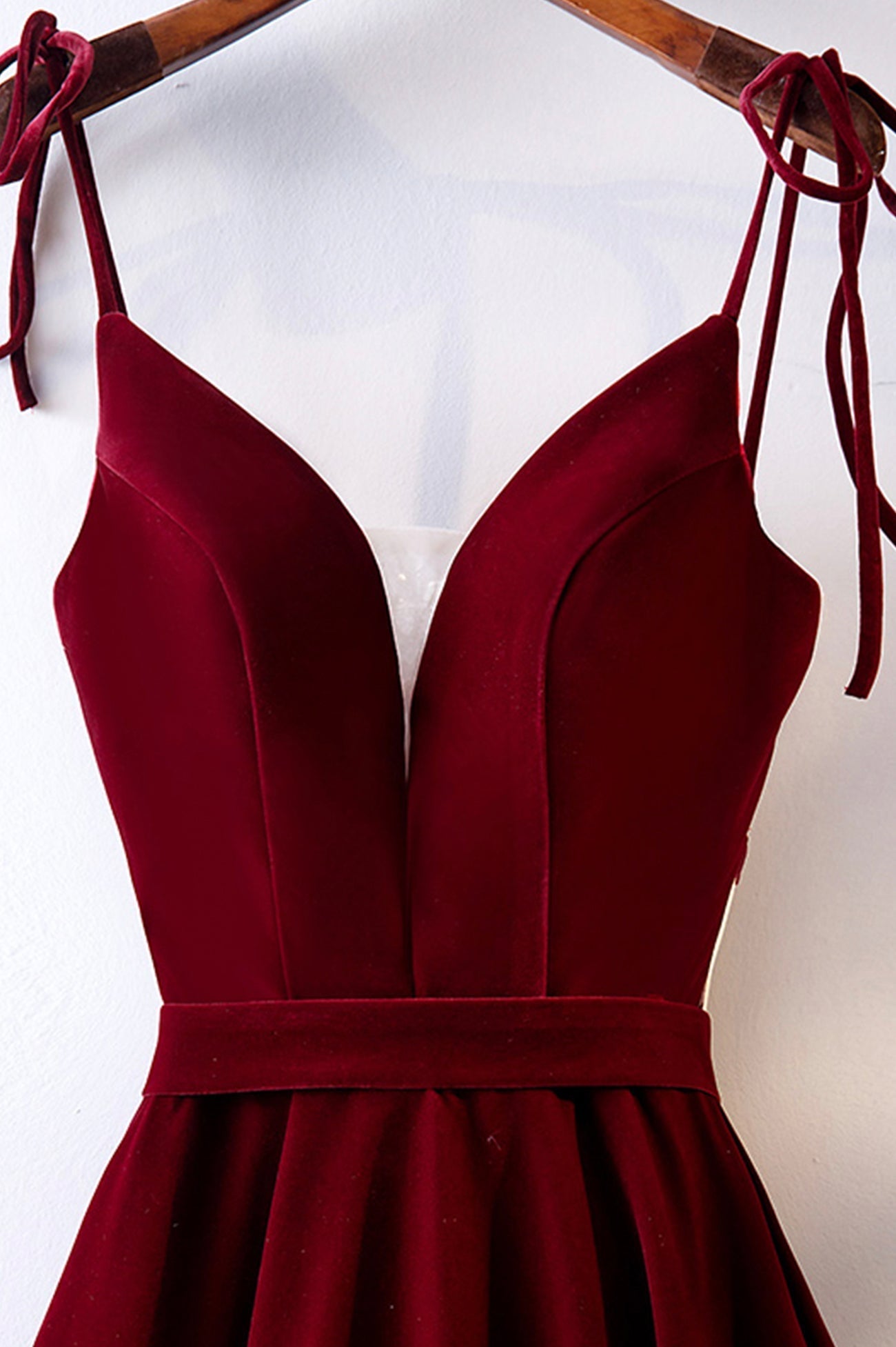 Party Dress For Teen, Burgundy Velvet Long Prom Dresses, Simple A-Line Evening Dresses