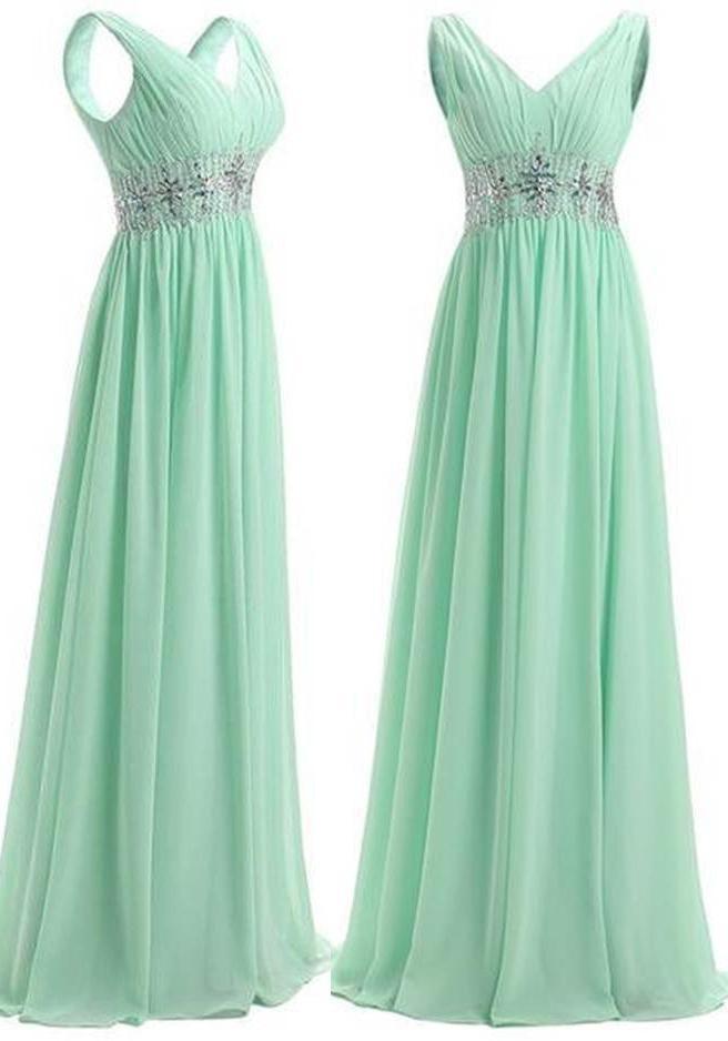 Prom Dress Inspirational, Beading Straps A-Line/Princess Chiffon Prom Dresses