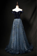 Party Dress Code, Elegant Off the Shoulder Velvet Floor Length Long Evening Dresses Prom Dresses