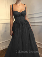 Formal Dress Inspo, A-Line/Princess Spaghetti Straps Floor-Length Tulle Prom Dresses With Beading