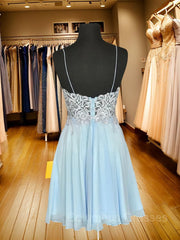 Party Dresses Halter Neck, A-Line/Princess Spaghetti Straps Short/Mini Chiffon Homecoming Dresses