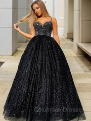 Club Outfit For Women, A-Line/Princess V-neck Floor-Length Prom Dresses