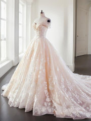 Wedding Dress Website, Ball Gown Sweetheart Court Train Lace Wedding Dresses With Appliques Lace