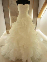 Wedding Dresses Nearby, Ball-Gown Sweetheart Ruffles Court Train Organza Wedding Dress