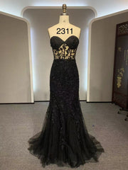 Bridesmaid Dress Shops Near Me, Black Mermaid Lace Prom Dresses, Black Mermaid Lace Formal Evening Dresses