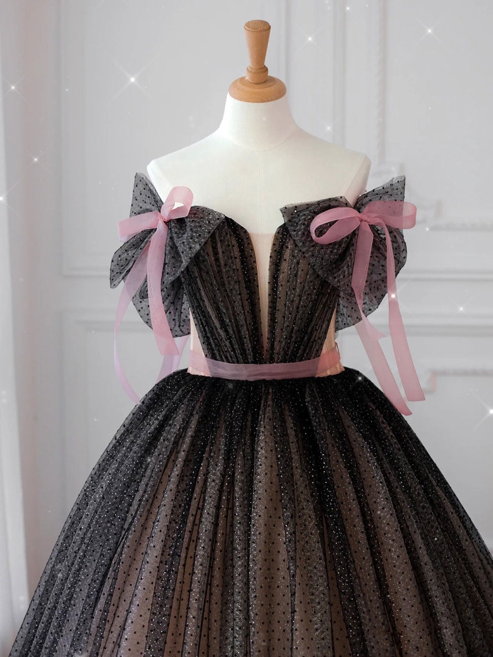 Homecoming Dress Stores, Black off shoulder tulle long prom dress, black tulle formal dress