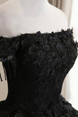 Formal Dresses For Weddings Mother Of The Bride, Black Tulle Lace Long Prom Dress, Black A-Line Evening Gown