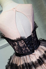 Party Dress Shop Near Me, Black Tulle Lace Short Prom Dress, A-Line Black Homecoming Dress