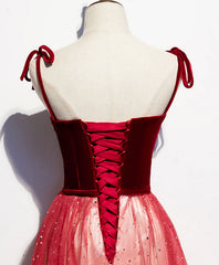 Homecoming Dress Shopping, Burgundy Sweetheart Tulle Long Prom Dress Tulle Formal Dress