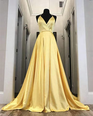 Purple Prom Dress, Long Yellow Prom Dresses, Leg Split Evening Gowns