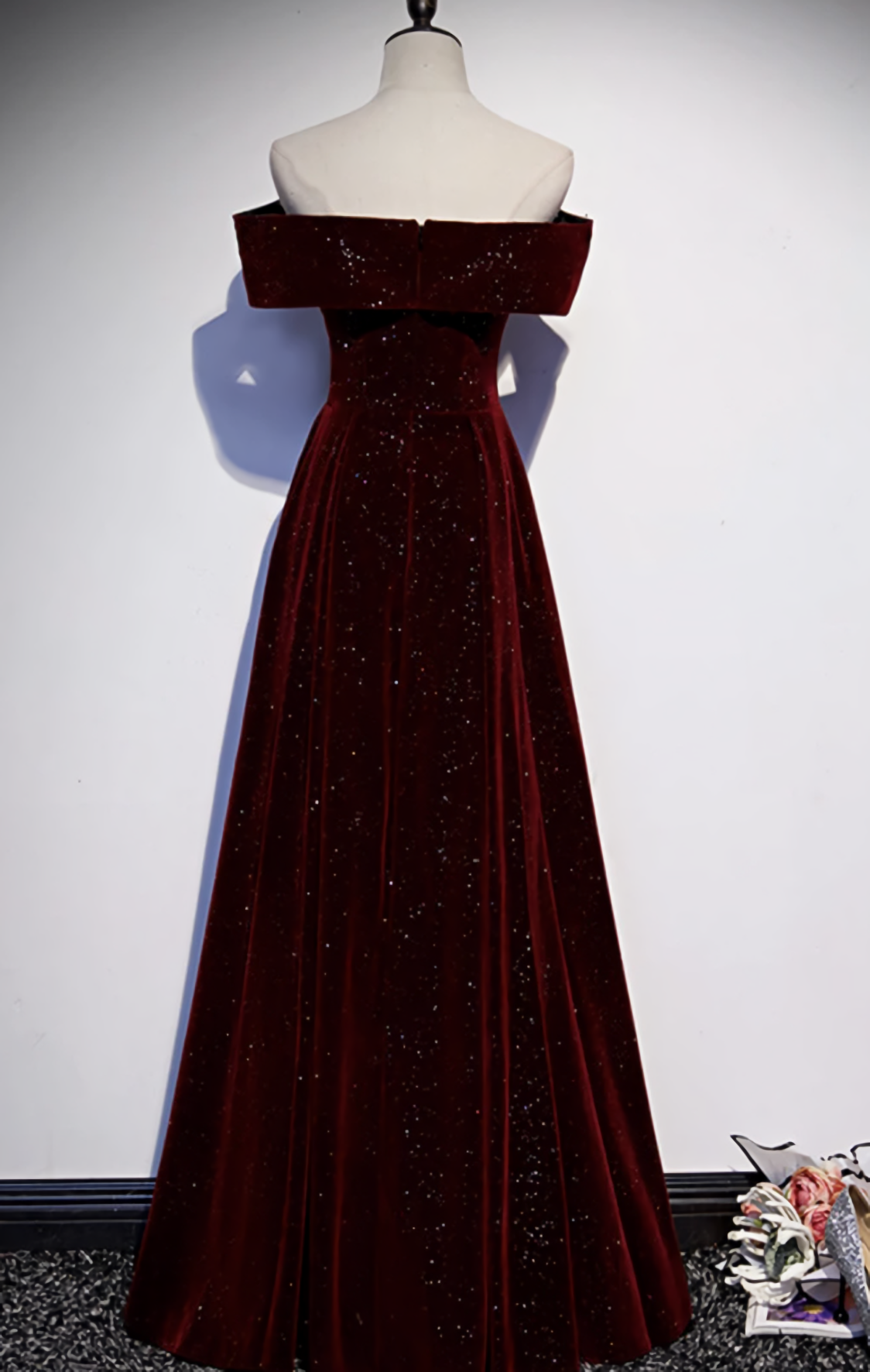 Bridesmaid Dress Color Schemes, Burgundy Velvet Long Prom Dress, Evening Dress