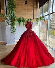 Graduation Dress, Red A Line Prom Dress, Ball Gown Evening Dress