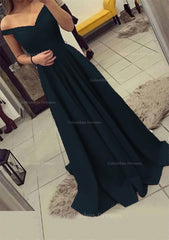 Party Dresses Idea, Charmeuse Prom Dress A-Line/Princess V-Neck Sweep Train