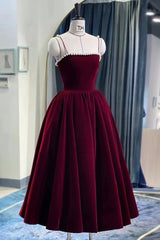 Prom Dress Shopping, Cute Spaghetti Straps Velvet Short Prom Dress, A-Line Homecoming Party Dress