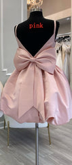 Hoco Dress, Cute V-Neck Short Party Cocktail Dress with Bow