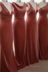 Prom Dresses Sage Green, English Rose Velvet Mismatched Bridesmaid Dress