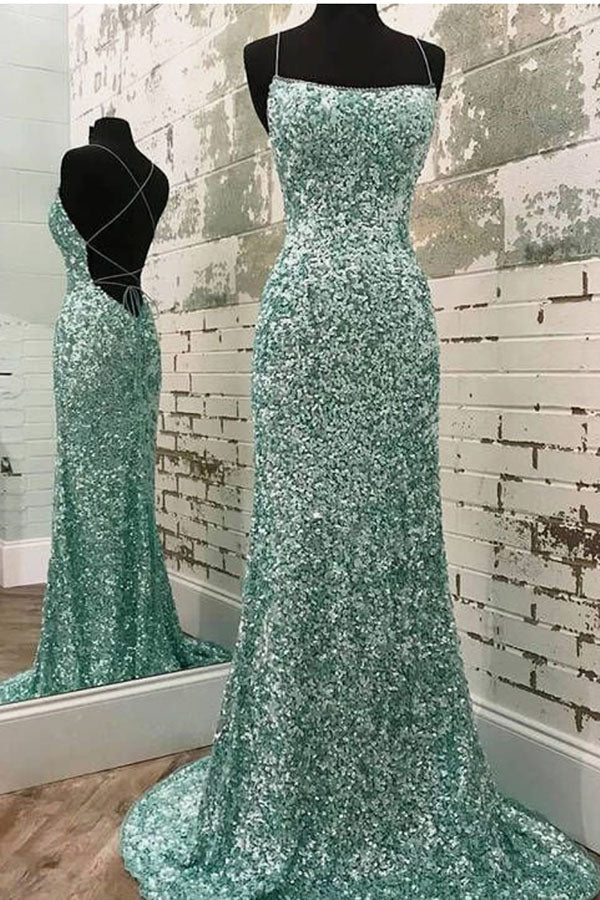 Best Prom Dress, Sparkly Mint Sequin Mermaid Long Party Prom Dress for Women, Shiny Evening Dress