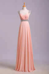 Prom Shoes, Best Selling Prom Dresses, A Line V Neck Floor Length Chiffon Zipper Back