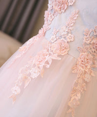 Silk Prom Dress, Light Pink Lace Off Shoulder Long Prom Dress, Pink Evening Dress