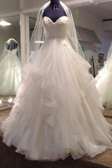 Wedding Dresses Classy, Long Ball Gown Tulle Sweetheart Wedding Dress