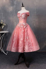 Evening Dress Elegant, A-line Off-Shoulder Short Prom Dresses Appliques Sweet 16 Gown