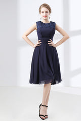 Formal Dress Boutiques Near Me, Lace Beaded Sleeveless A Line Chiffon Bridesmaid Dresses