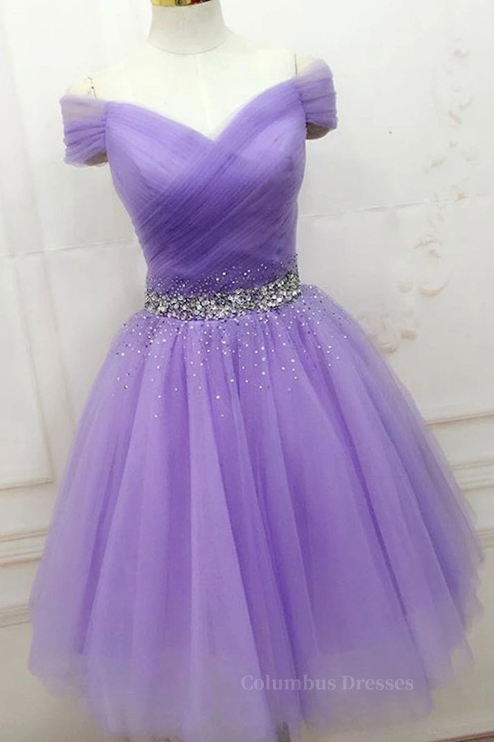 Bridesmaid Dress Different Styles, Off Shoulder Sequins Purple Short Prom Dresses, Off the Shoulder Purple Homecoming Dresses, Short Purple Formal Evening Dresses