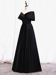 Prom Dress Pink, Off the Shoulder Black Long Prom Dresses, Black Off Shoulder Formal Evening Dresses