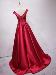 Prom Dress Shops Near Me, Off the Shoulder Burgundy Long Prom Dresses, Off Shoulder Wine Red Formal Evening Dresses