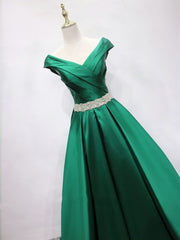 Party Dresses For Babies, Off the Shoulder Green Long Prom Dress, Off Shoulder Long Green Formal Evening Dresses