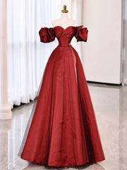 Prom Dresses Light Blue, Off the Shoulder Red Long Prom Dresses, Off Shoulder Red Long Formal Evening Dresses