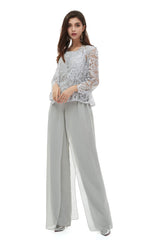 Unique Prom Dress, Pant Suits Lace Bateau Neckline Long Sleeves Mother Of The Bride Dresses