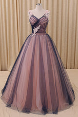 Bridesmaid Dresses Color Palettes, Charming A Line V Neck Navy Blue Princess Tulle Prom Dresses