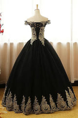 Bridesmaid Dress Outdoor Wedding, Black Appliques Long Black Prom Dresses