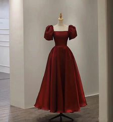 Homecoming Dresses Silk, Burgundy A Line Short Prom Dress, Cute Evening Dress