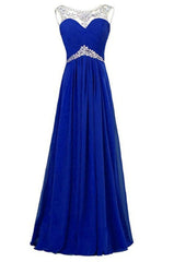 Bridesmaid Dresses Winter Wedding, Chiffon Roayl Blue Beading High Low Handmade Simple Cheap For Teens Prom Dresses