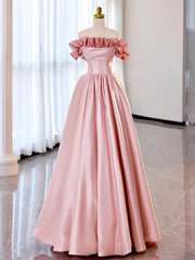 Prom Dresses Light Blue Long, Red Pink Satin Long Prom Dresses, Red Pink Satin Long Formal Evening Dresses