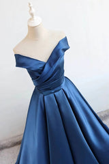 Evening Dresses For Ladies Over 55, Satin A-line Off-the-Shoulder Evening Dresses,Elegant  Long Prom Dresses,Graduation Dress