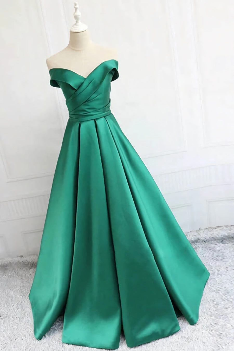 Evening Dresses Modest, Satin A-line Off-the-Shoulder Evening Dresses,Elegant  Long Prom Dresses,Graduation Dress